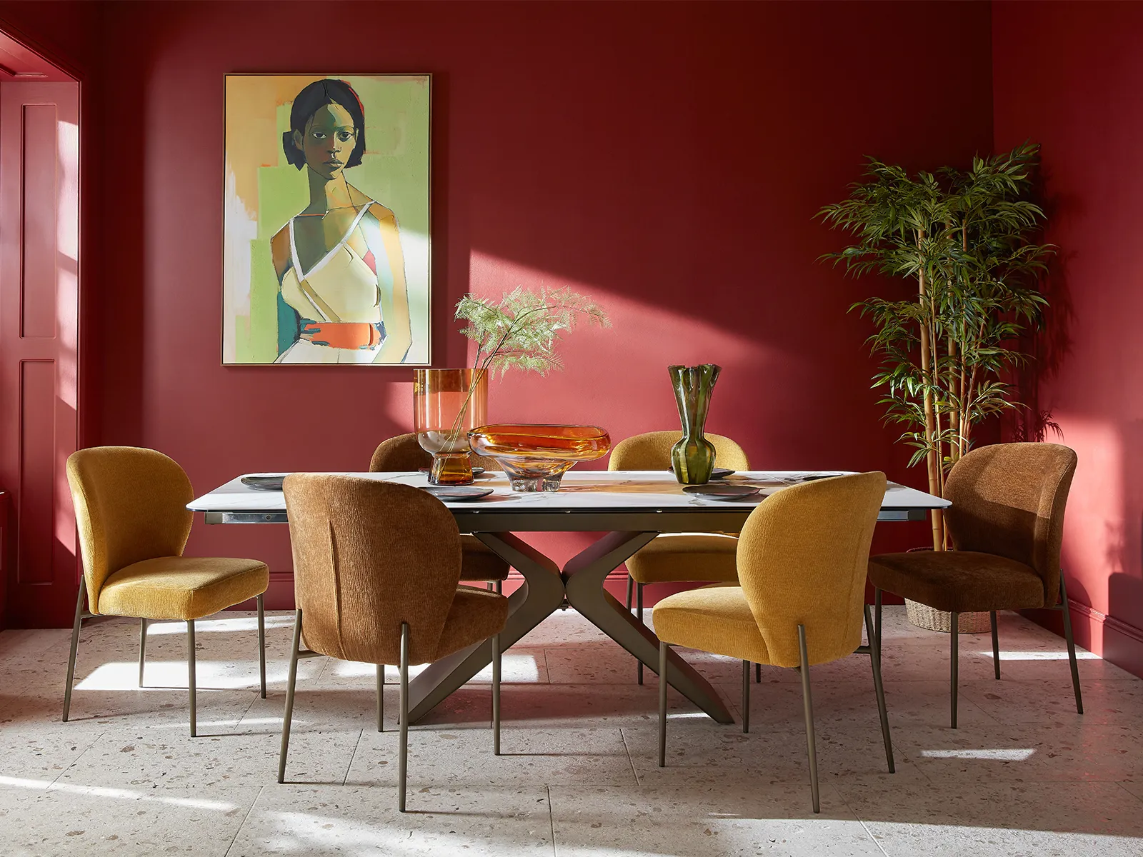 Extending Dining Table & 6 Thalia Chairs In Bronze